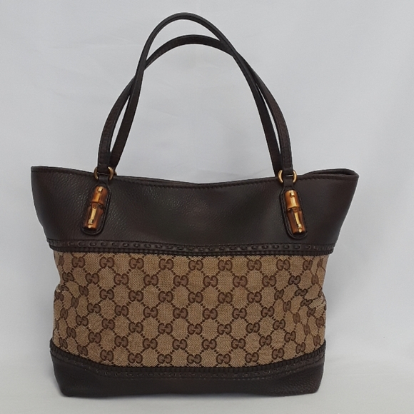 Gucci Handbags - New GUCCI 353125 Monogram Bamboo Beige Brown Tote